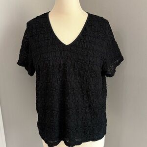 Worthington woman stretch short sleeve Vneck semi sheer top 1X 1 Extra Grande